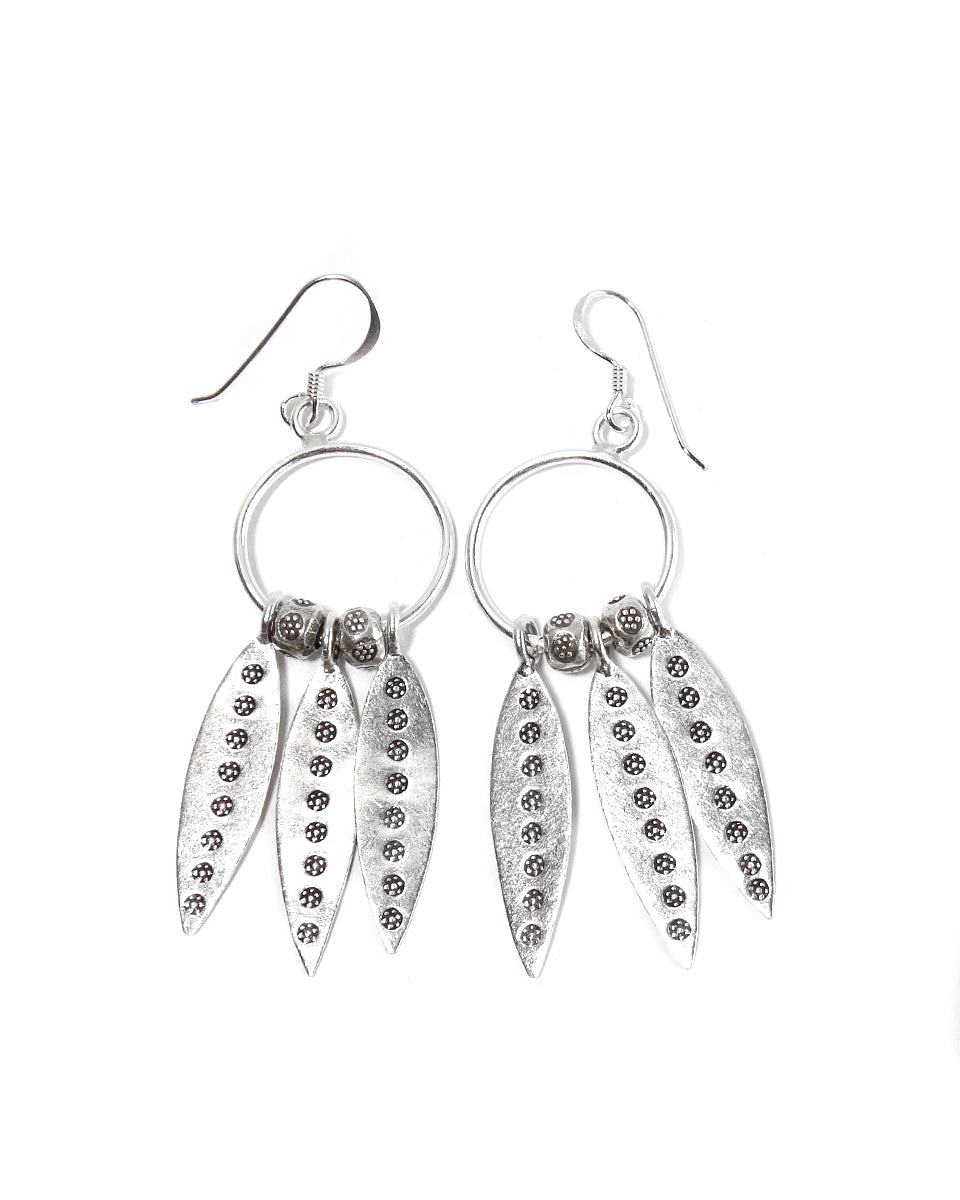 Tribal Hoop with Hanging Leaves