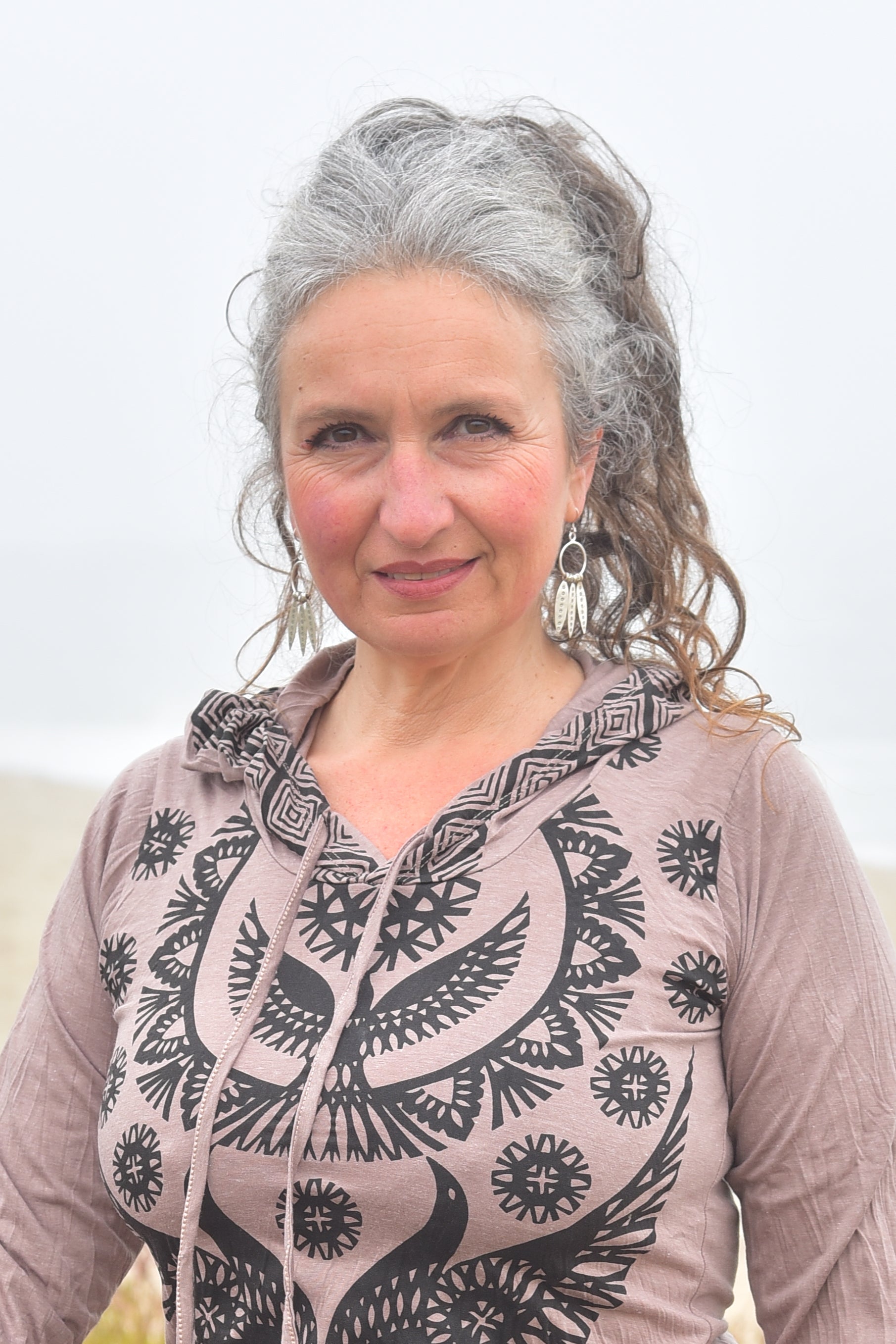 Tribal Hoop with Hanging Leaves