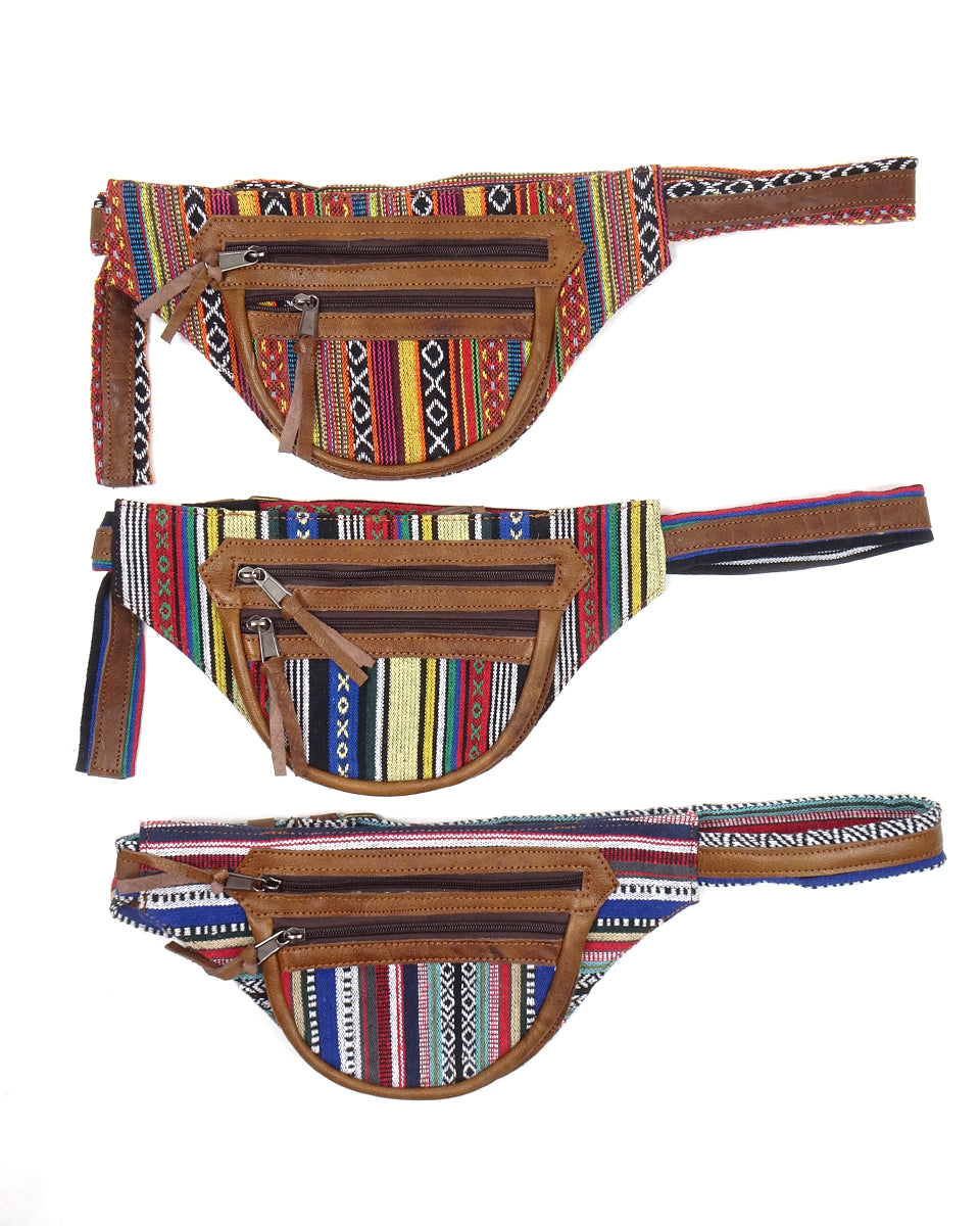 Leather Gheri Cotton Fanny Pack