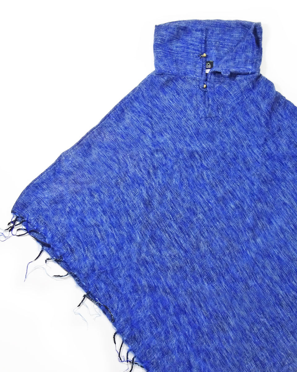 Brushed Woven Poncho in Azure