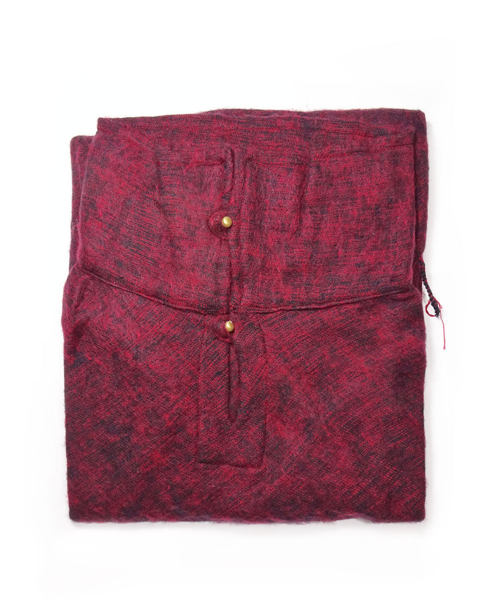 Brushed Woven Poncho in Maroon