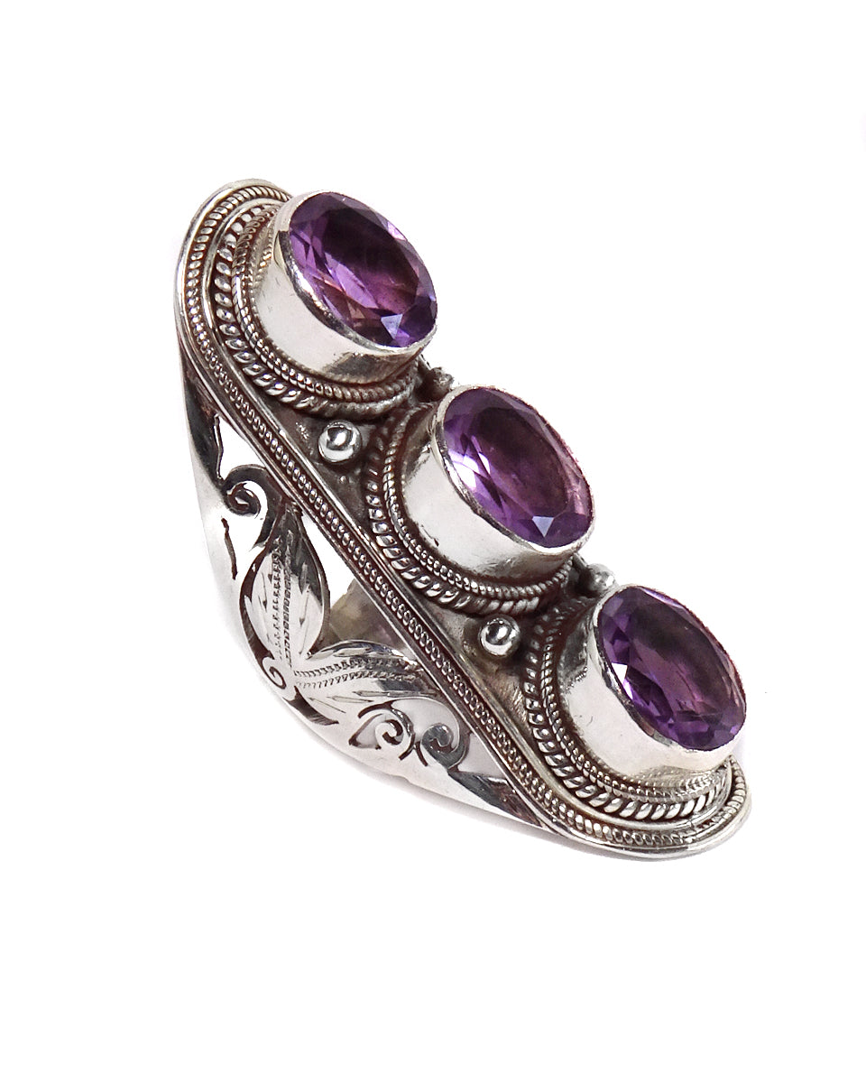 Large Triple Stone Jali Ring