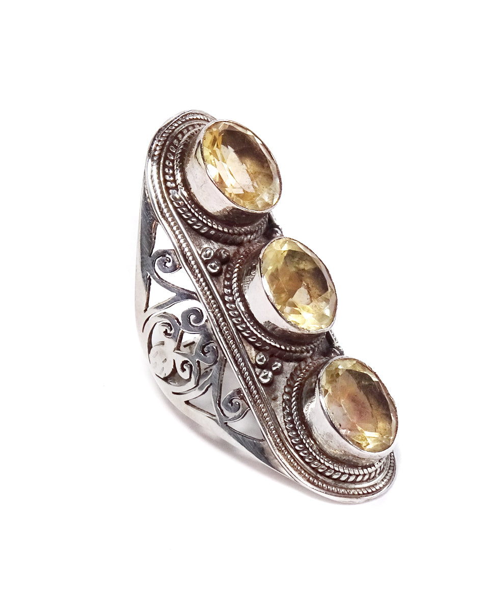 Large Triple Stone Jali Ring