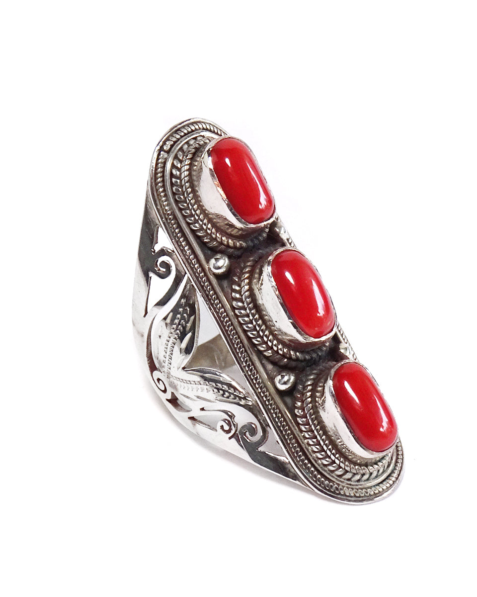 Large Triple Stone Jali Ring