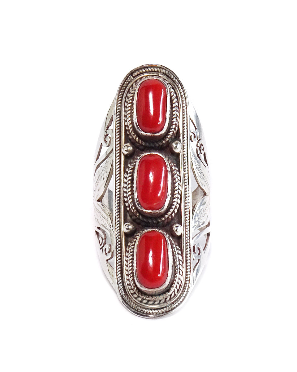Large Triple Stone Jali Ring