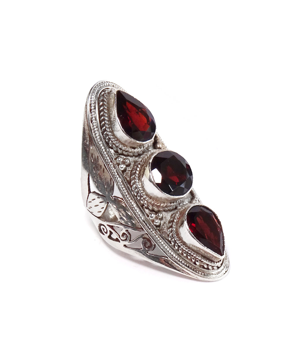 Large Triple Stone Jali Ring