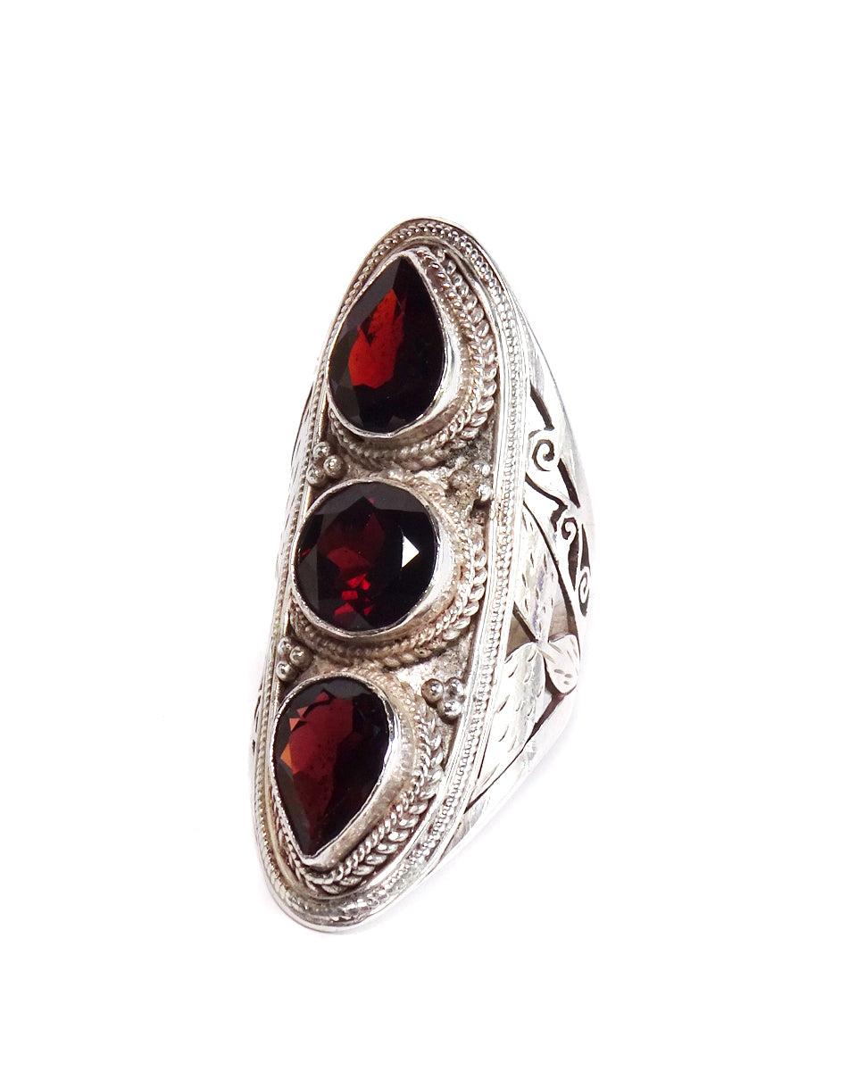 Large Triple Stone Jali Ring