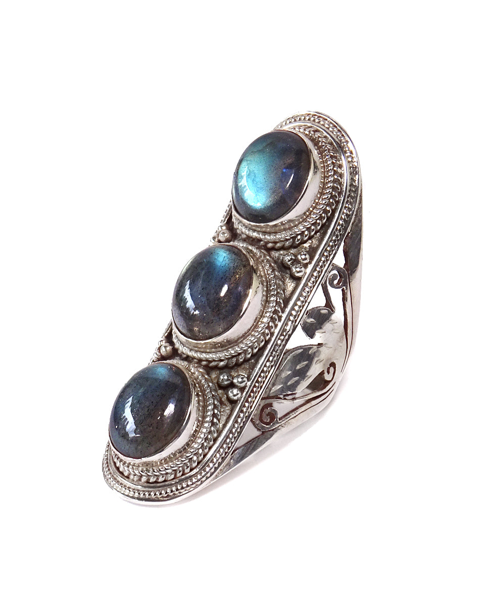 Large Triple Stone Jali Ring
