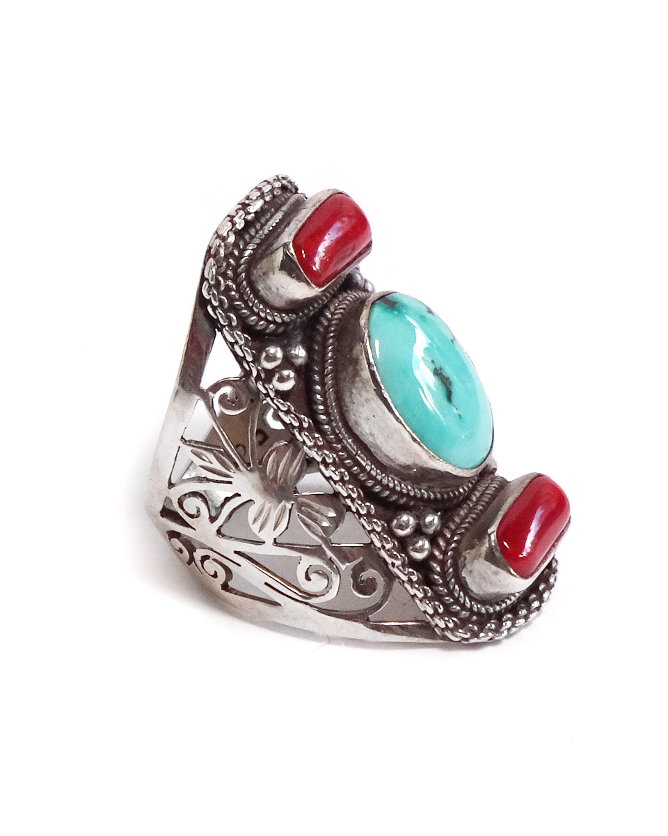 Short Triple Stone Jali Ring