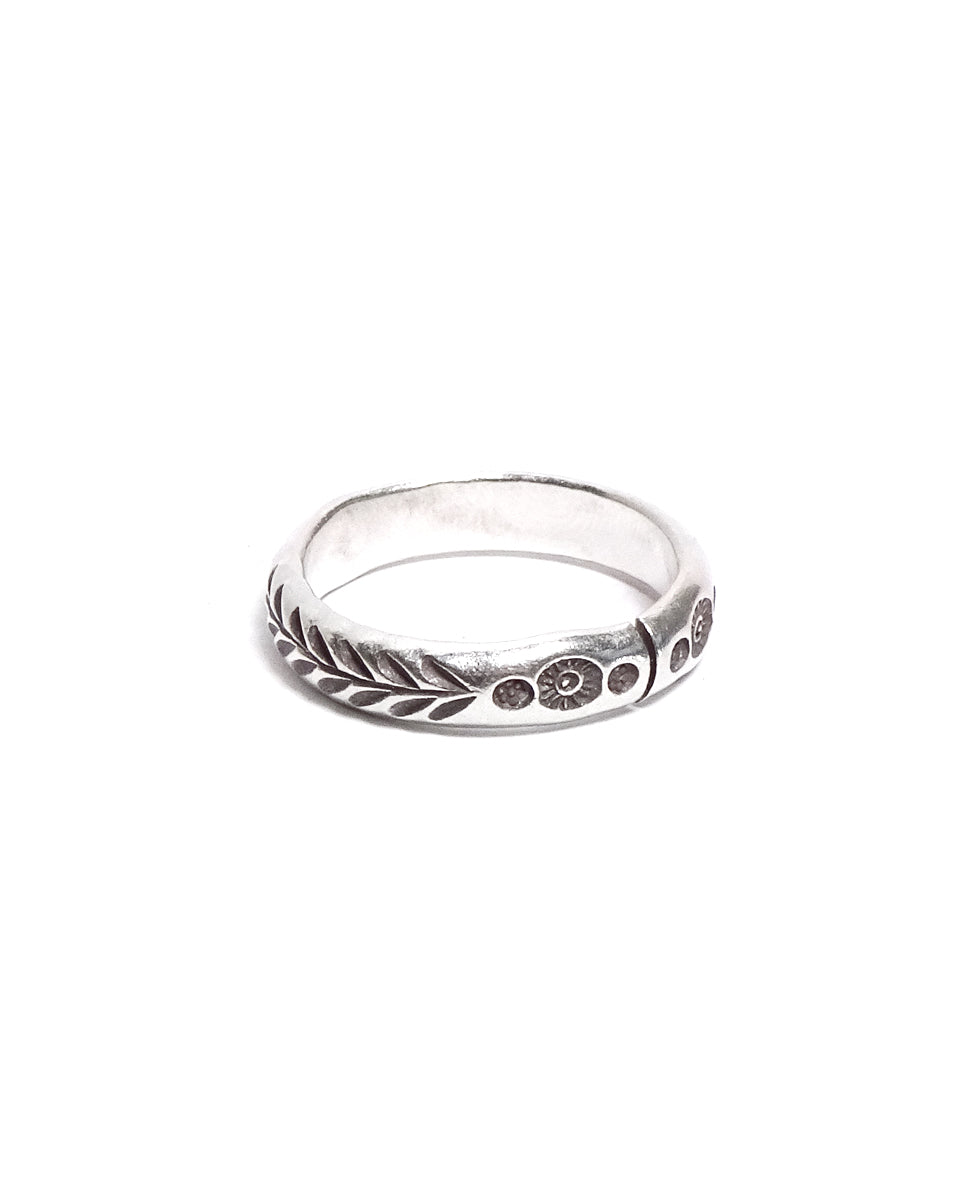 Thin Floral Tribal Ring
