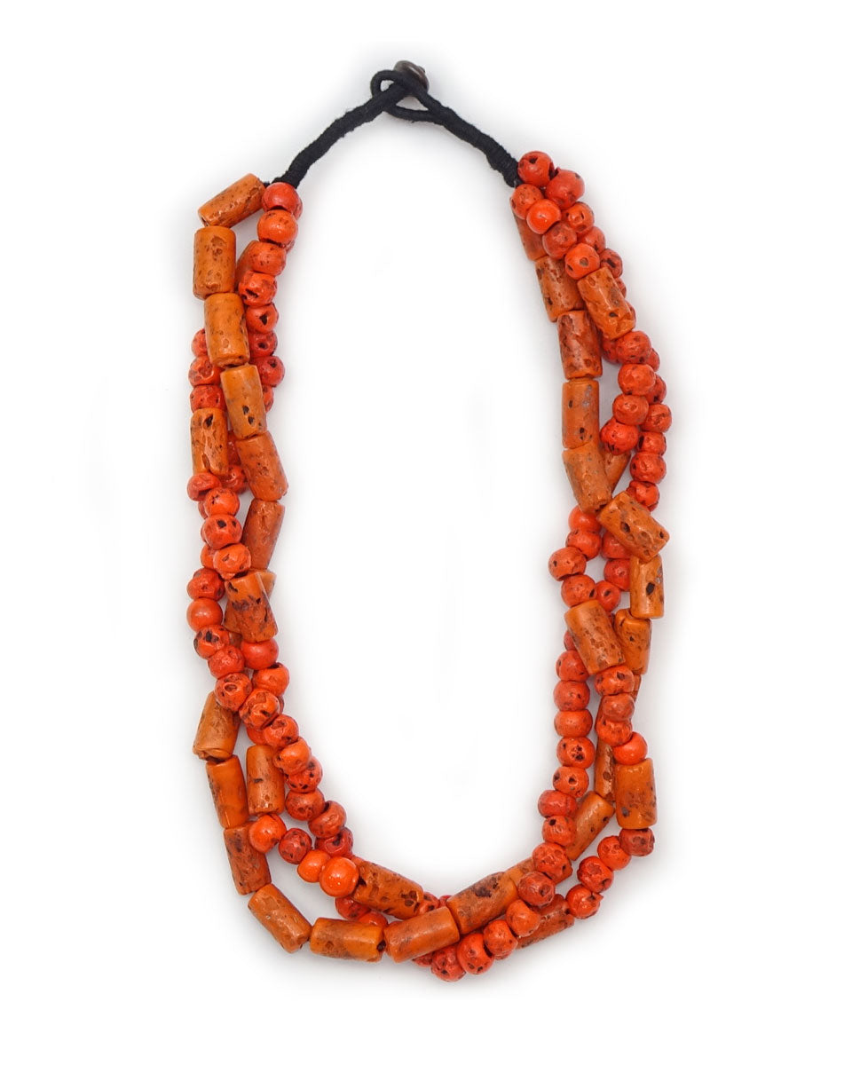 3-Strand Village Coral Necklace