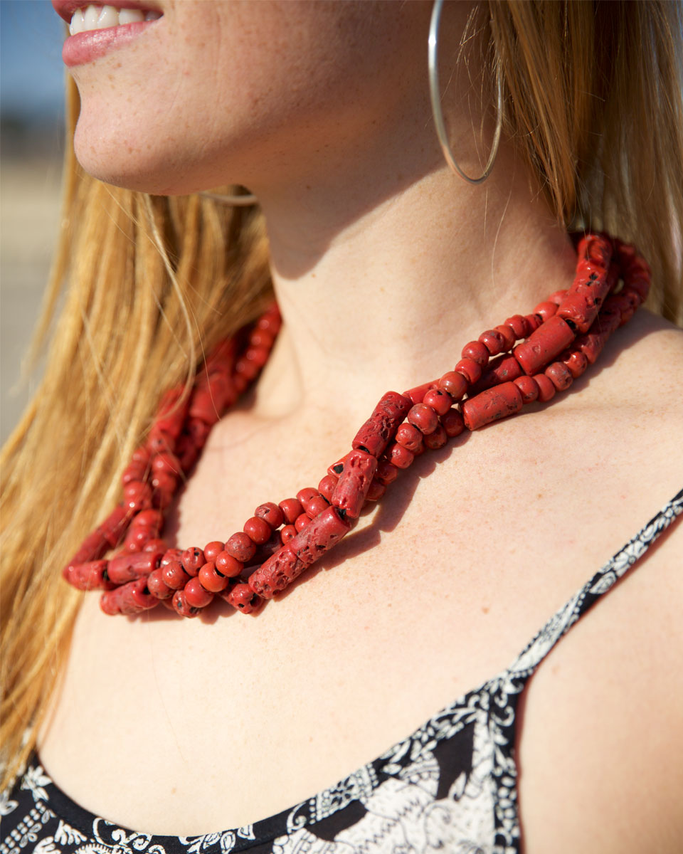 3-Strand Village Coral Necklace