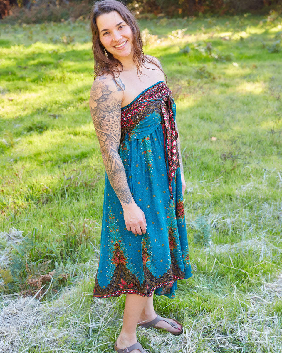 Peacock Dress Navy Blue