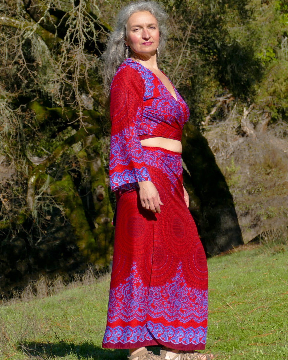 Vivid Floral Mandala Wrap Top
