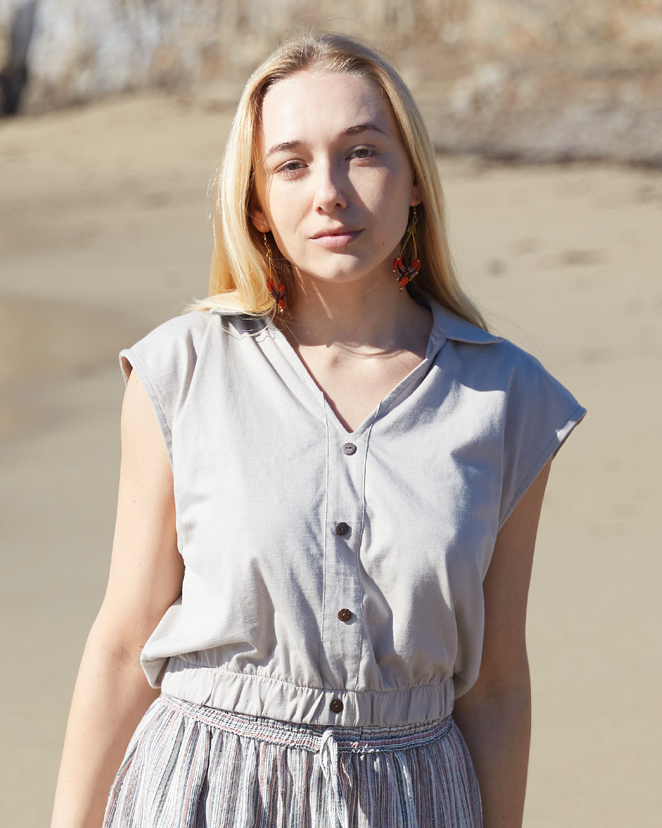 Organic Button Down Collared Top