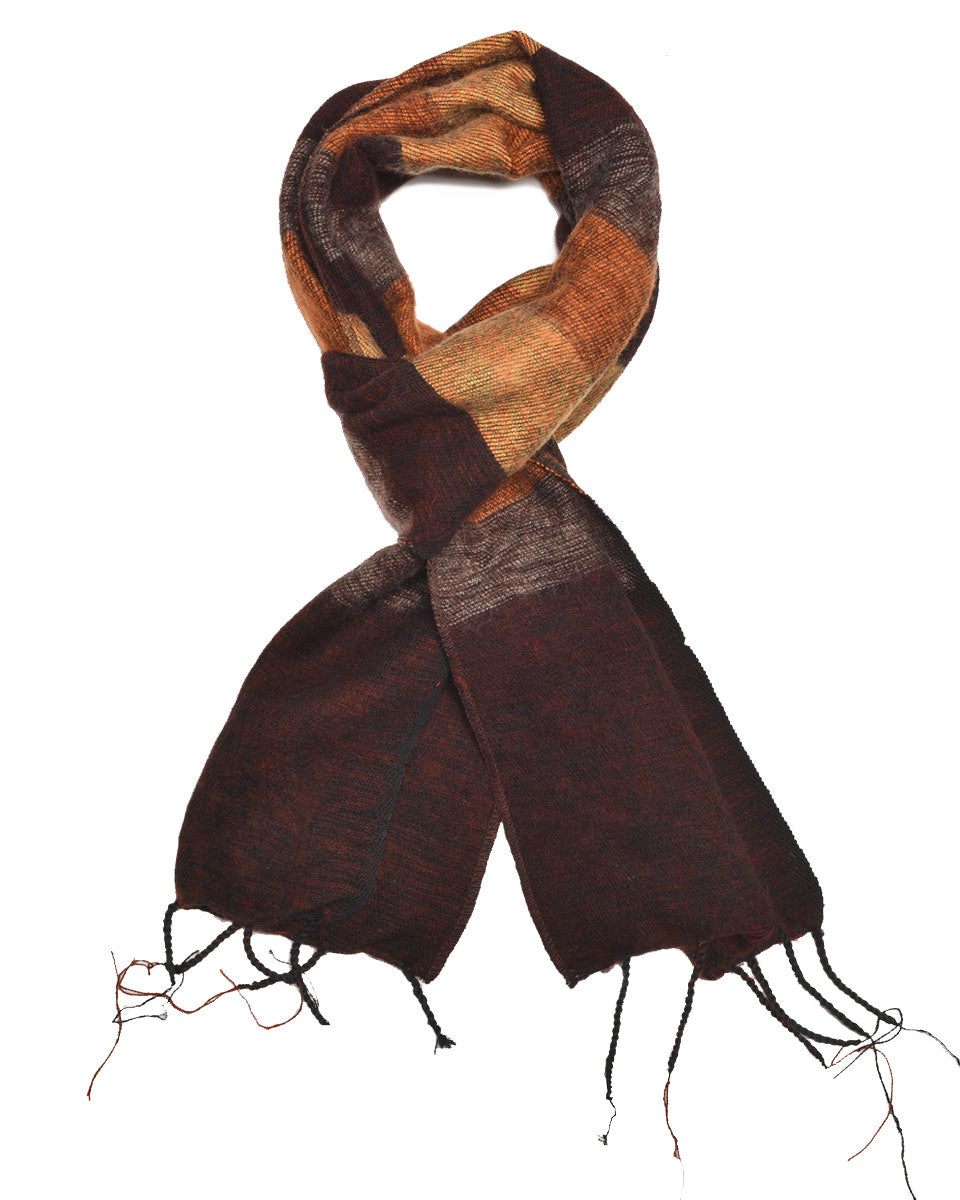 Brushed Woven Striped Scarf in Brown