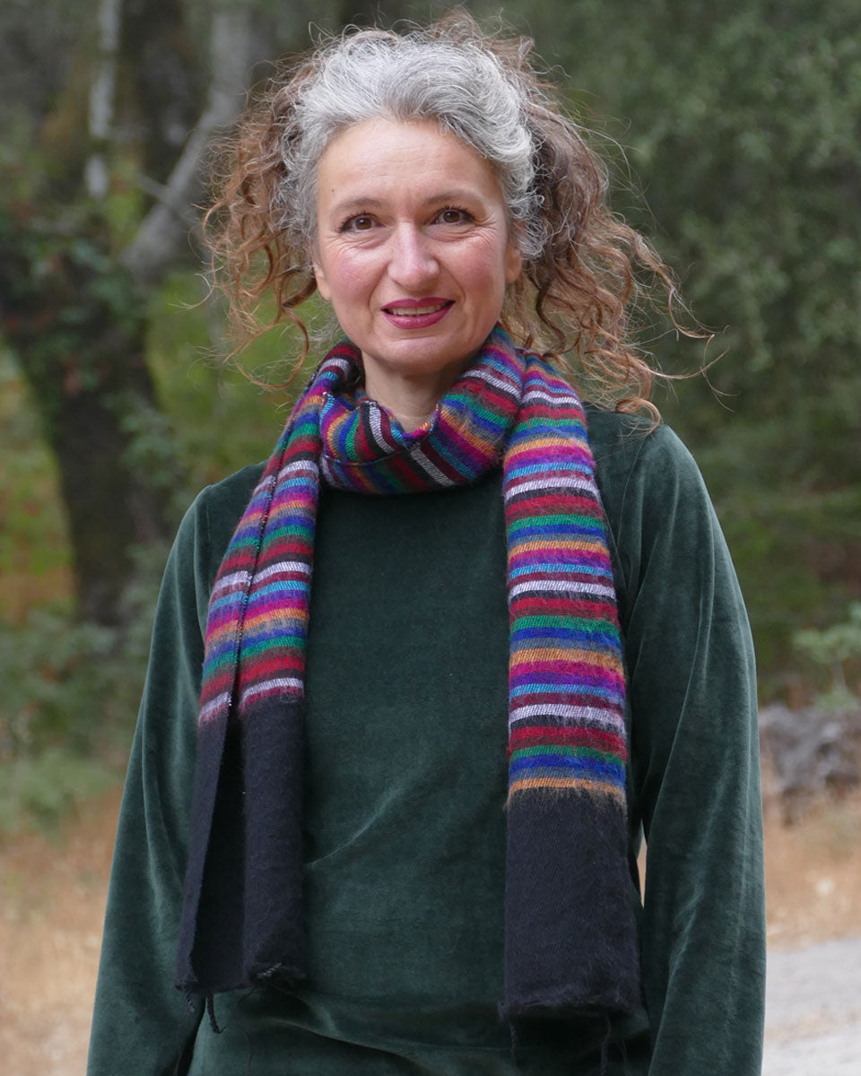 Multi Striped Brushed Woven Scarf