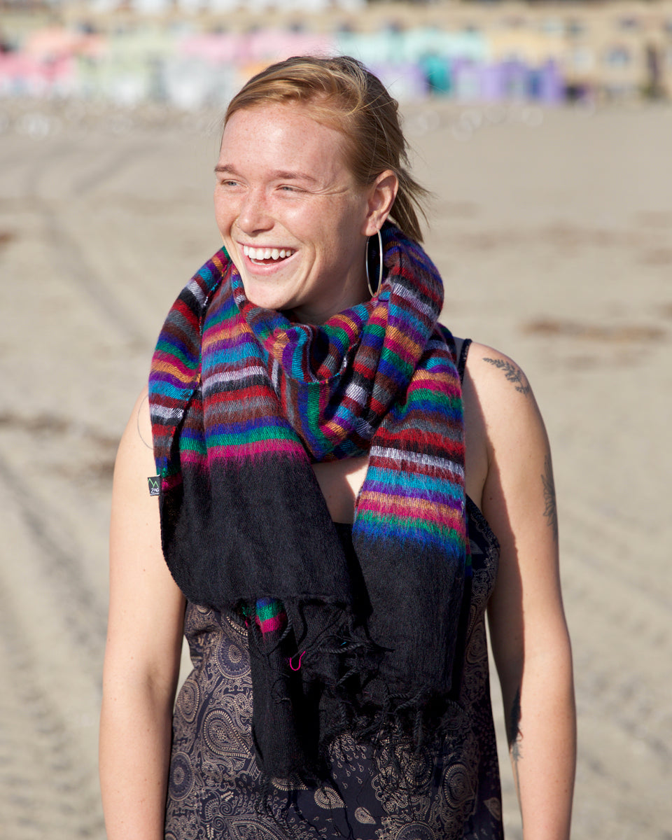 Multi Striped Brushed Woven Shawl