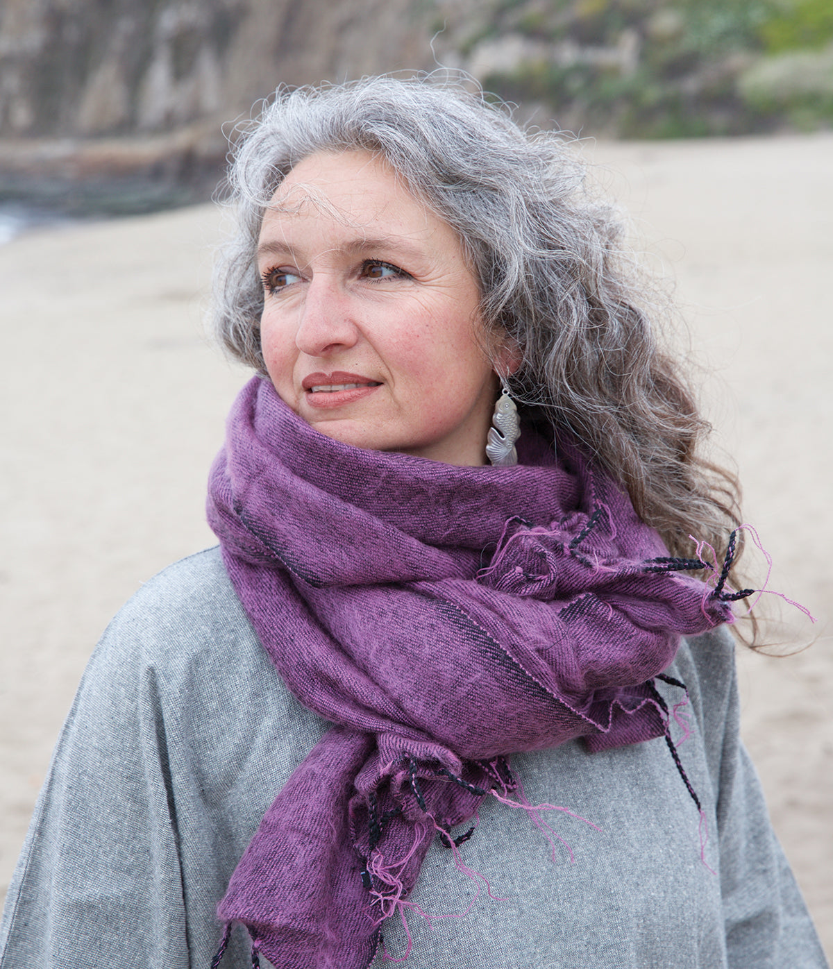 Brushed Woven Shawl in Lilac