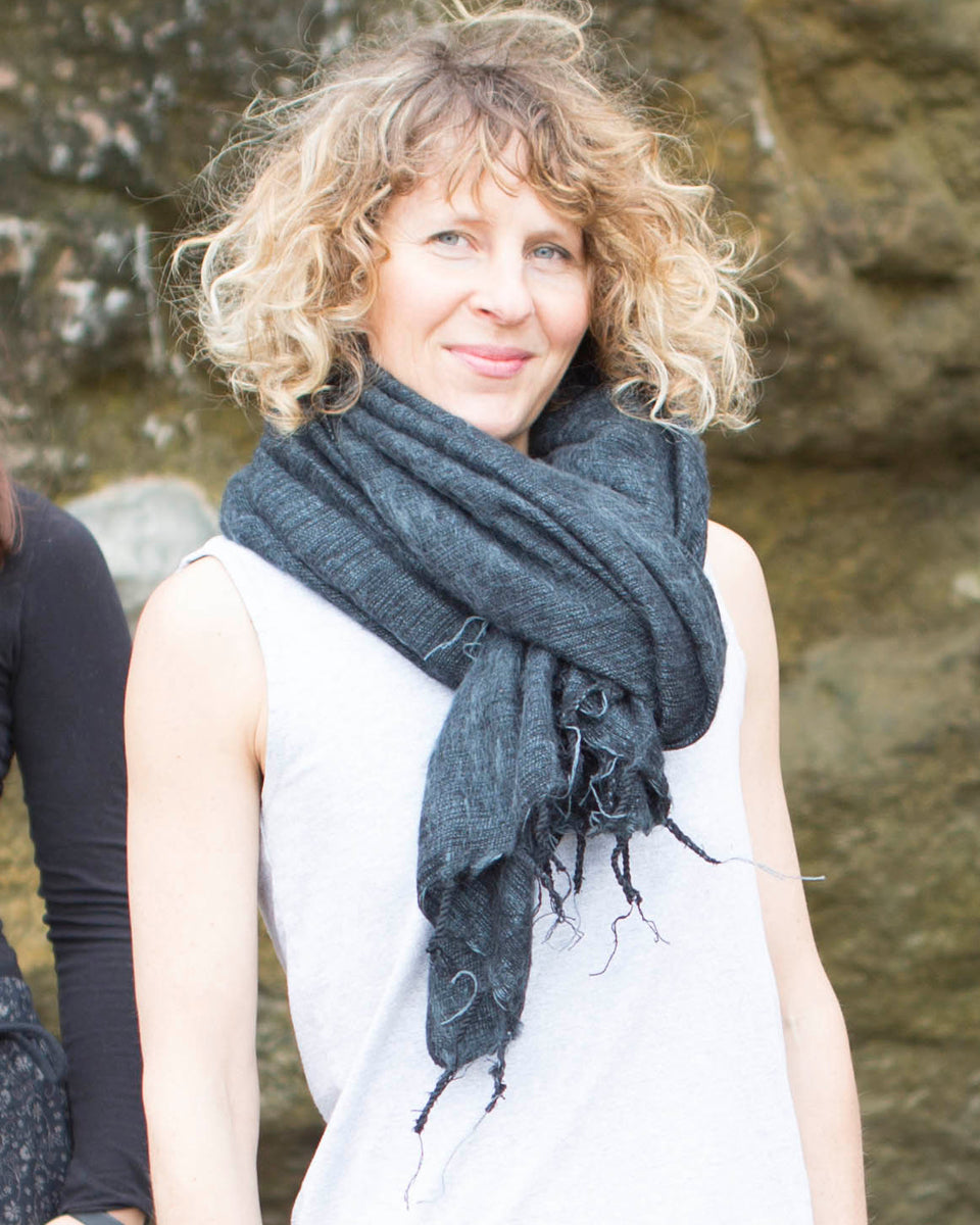 Brushed Woven Shawl in Charcoal