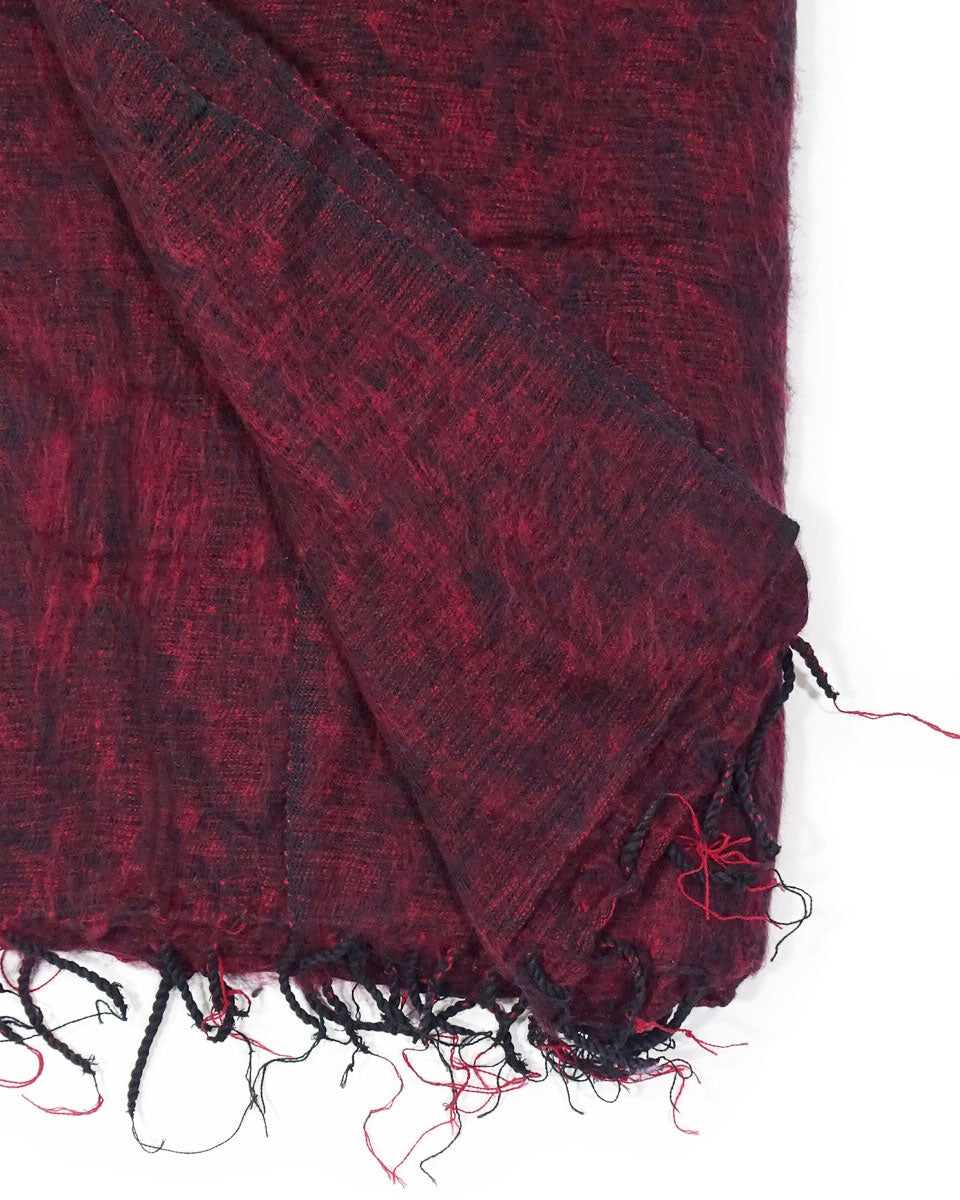 Brushed Woven Blanket in Maroon