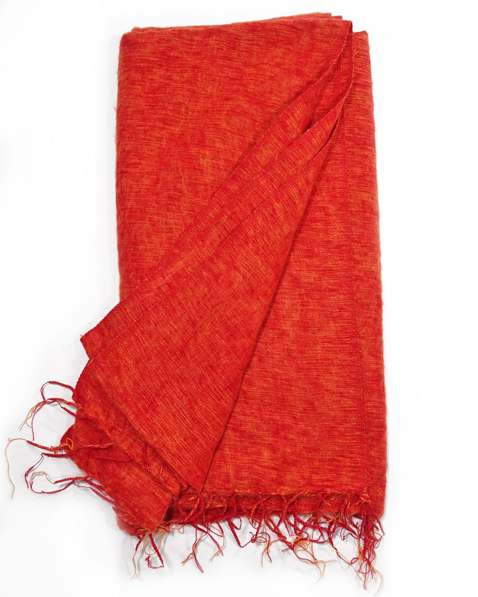 Brushed Woven Blanket in Orange