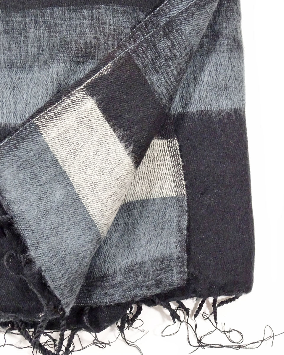 Brushed Woven Striped Blanket in Black