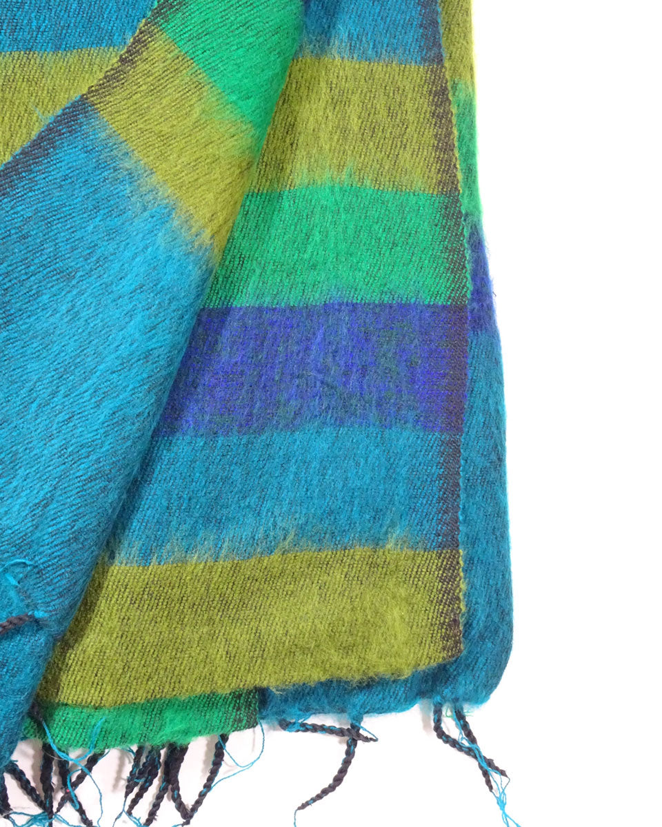 Brushed Woven Striped Blanket in Green