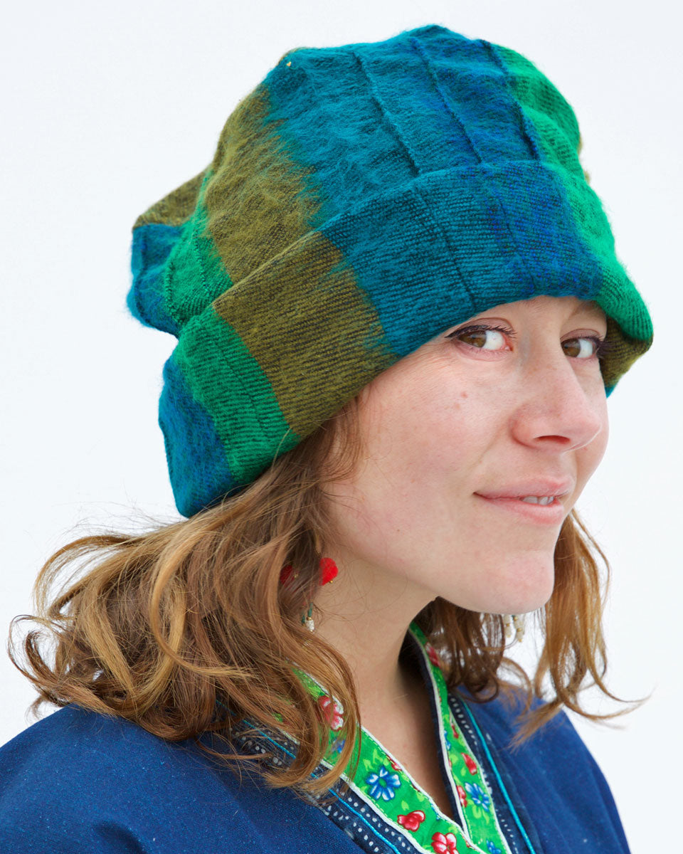Striped Brushed Woven Pashtun Hat