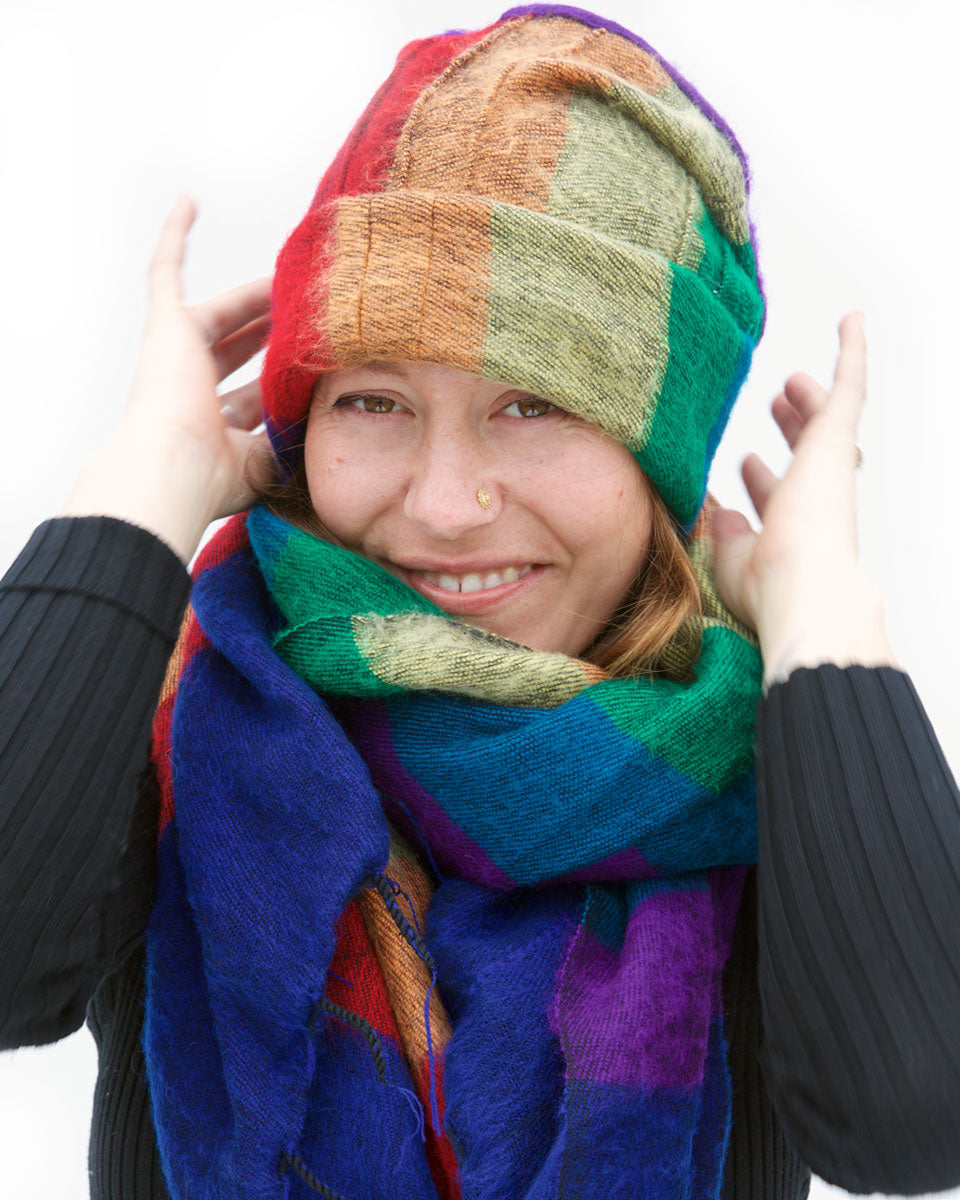 Rainbow Brushed Woven Pashtun Hat