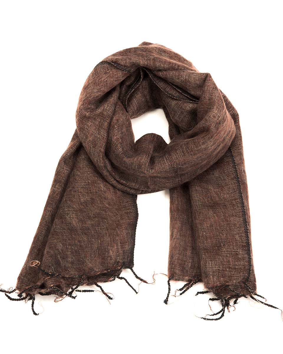 Brushed Woven Shawl in Chocolate