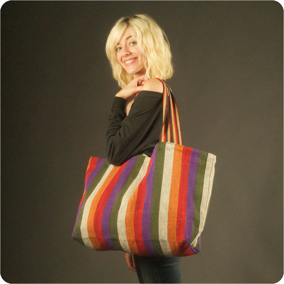 XL Striped Cotton Tote Bag