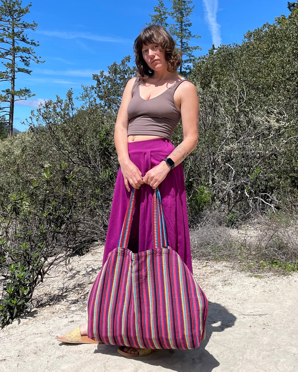 XL Striped Cotton Tote Bag