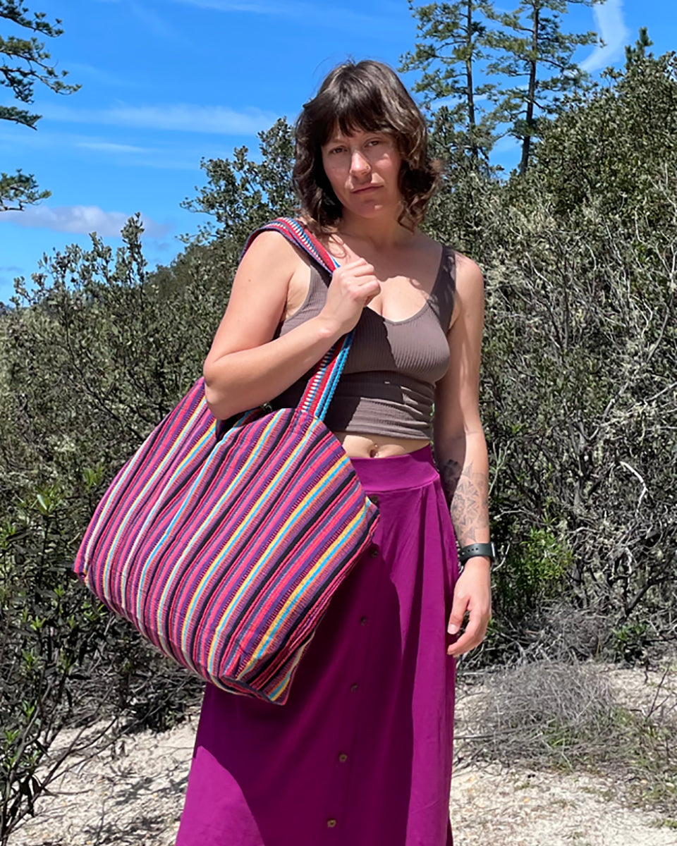 XL Striped Cotton Tote Bag