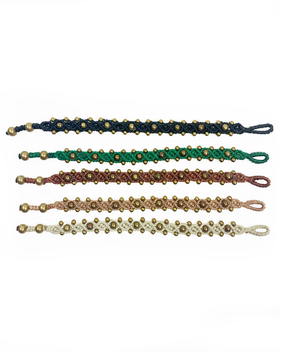 Brass Beaded Macrame Bracelet