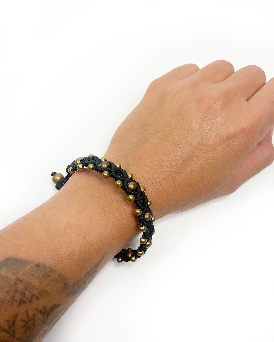 Brass Beaded Macrame Bracelet