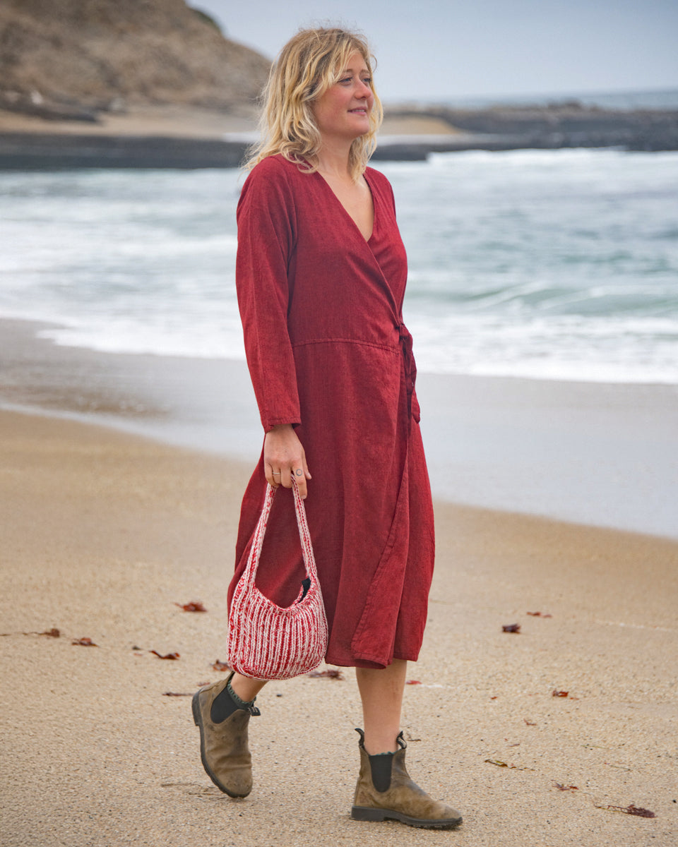 red wrap dress long sleeve Long Sleeve Kurta Wrap Dress Red