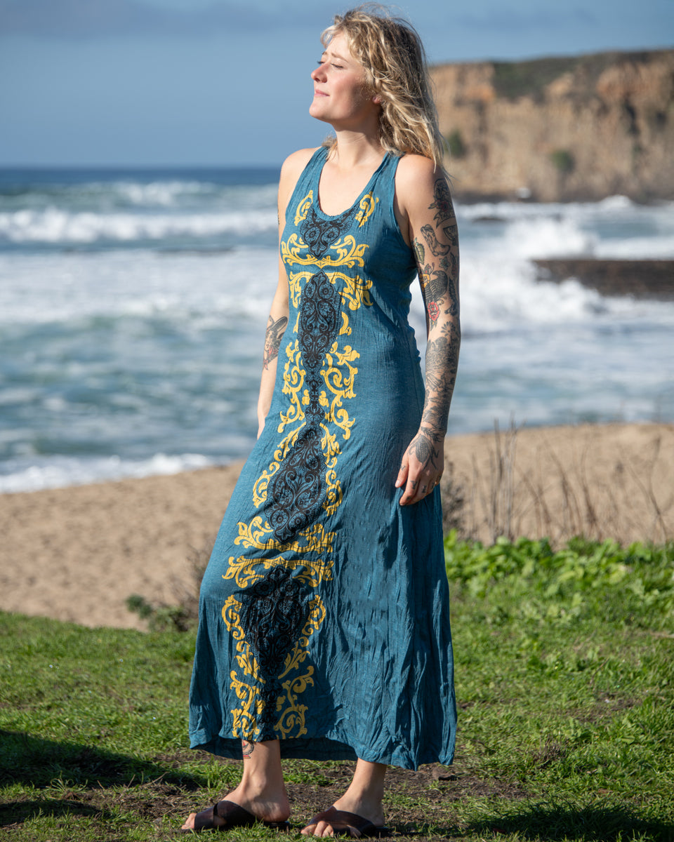Lace Print Maxi Dress