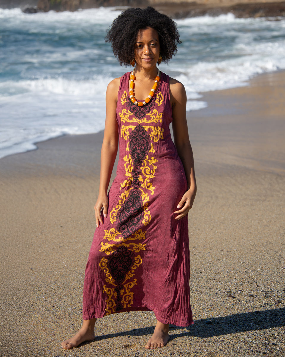 Lace Print Maxi Dress