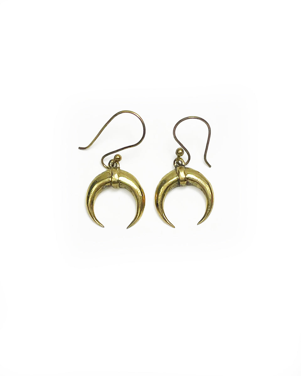 Brass Crescent Moon Earring