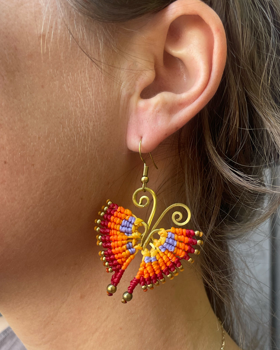 Waxed Cotton Butterfly Earrings