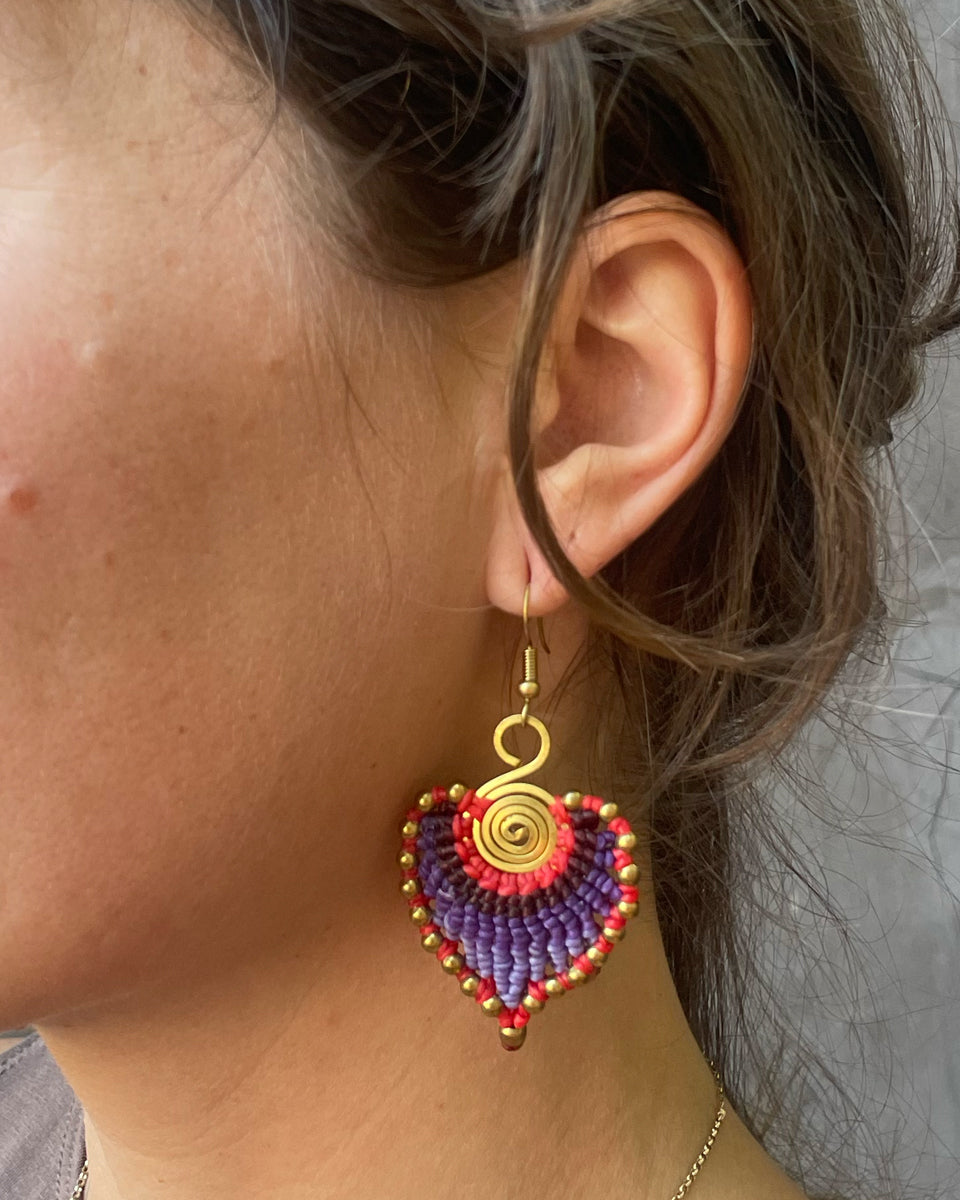 Waxed Cotton Leaf Earrings