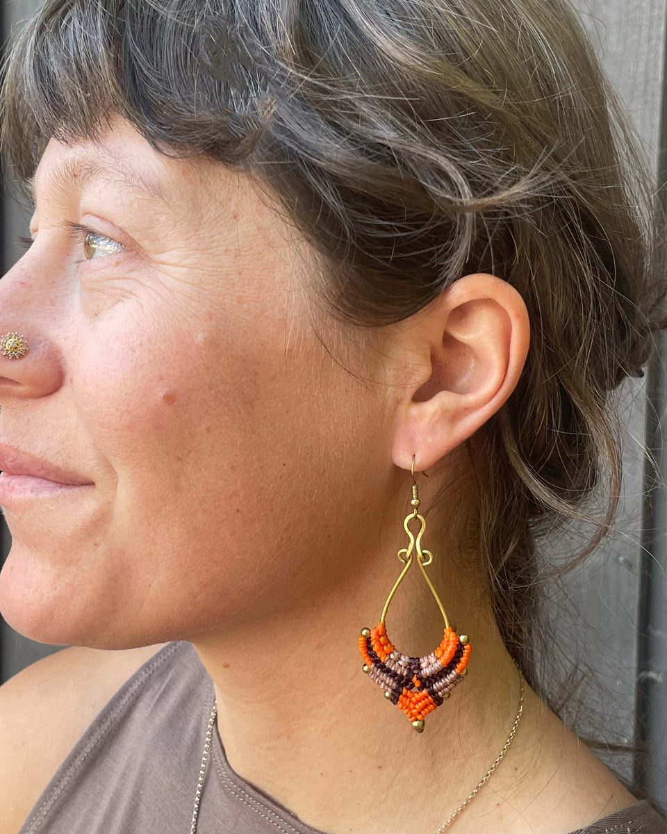 Waxed Cotton Chandelier Earrings