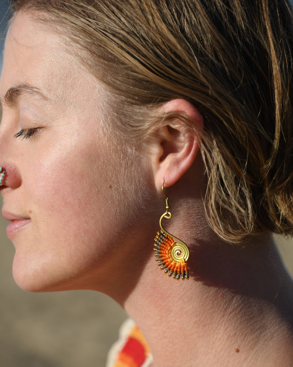 Waxed Cotton Peacock Earring