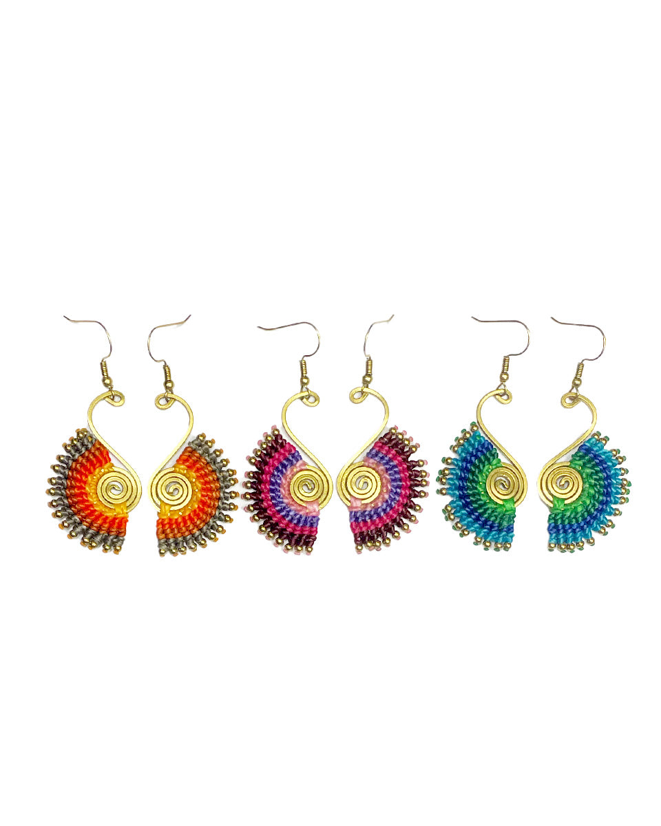 Waxed Cotton Peacock Earring