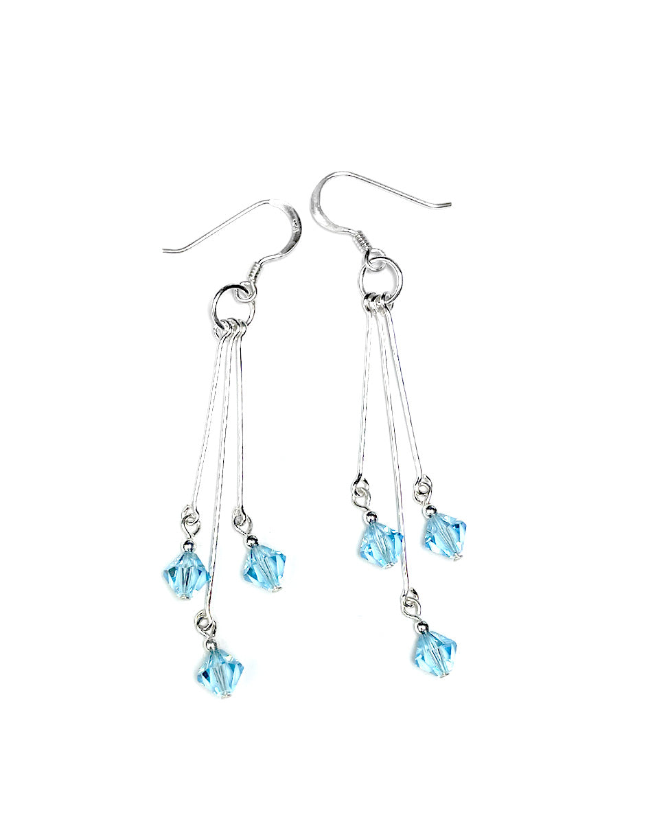 Earring with Hanging Crystal Beads