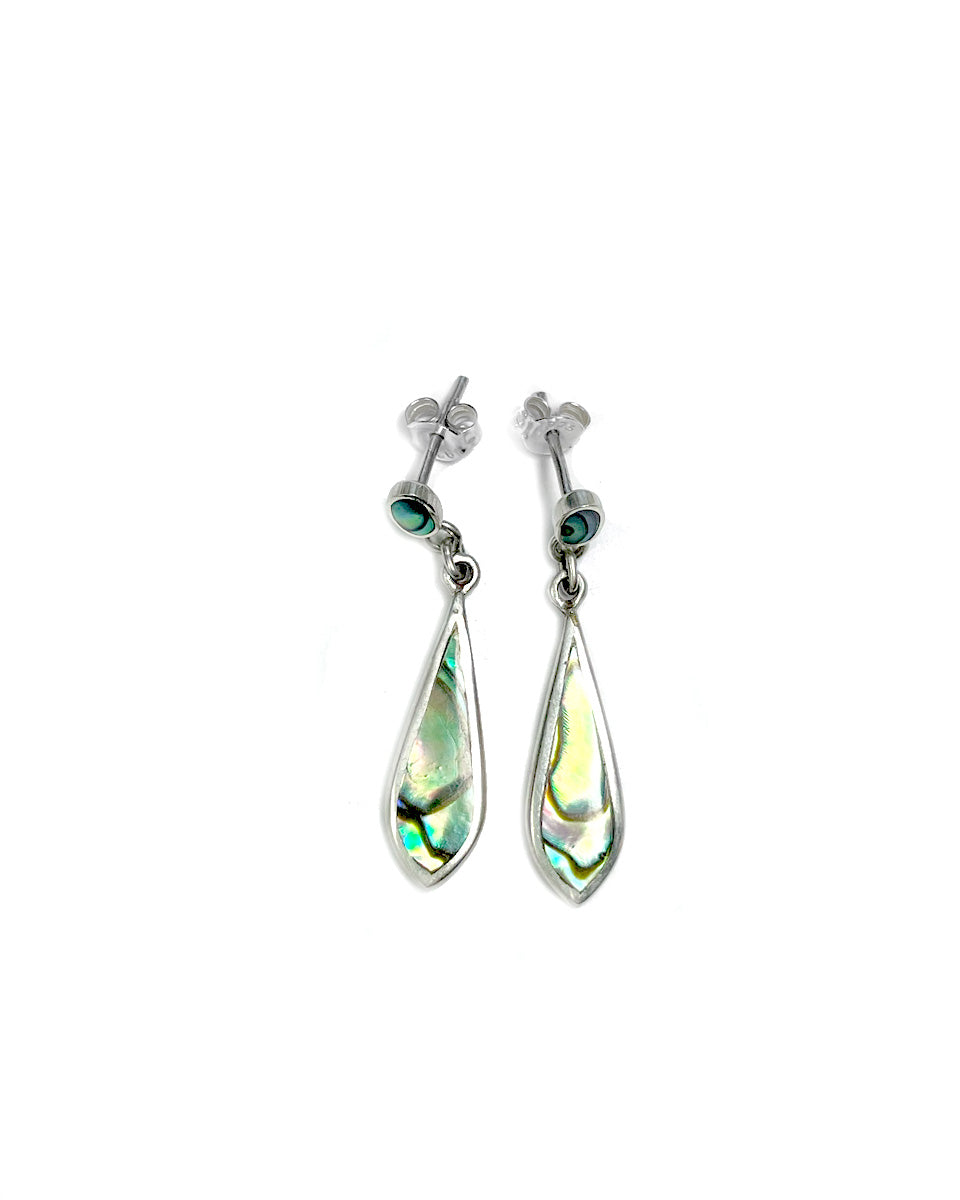 Earring Stud with Hanging Abalone