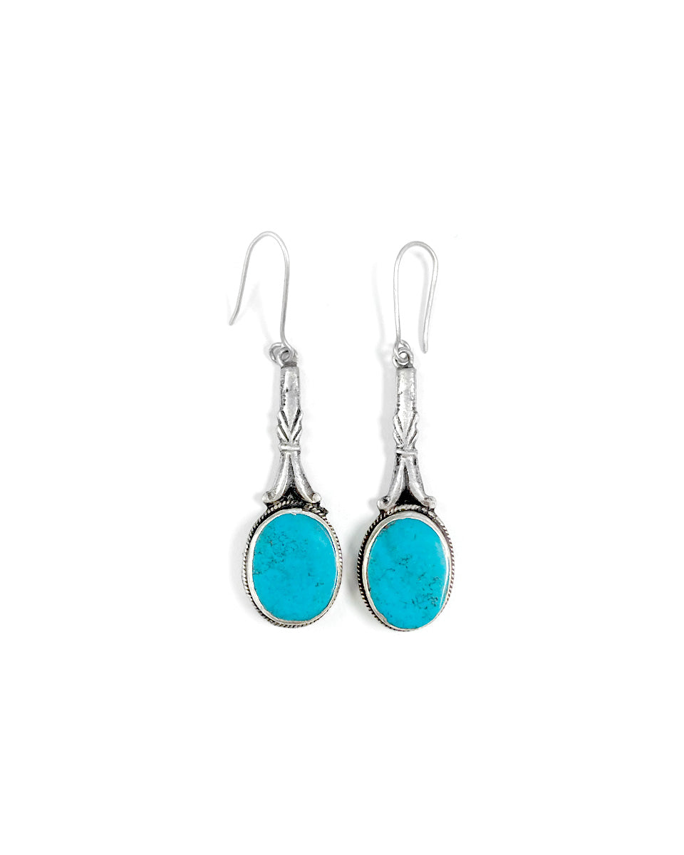 Earring with Flat Turquoise Stone