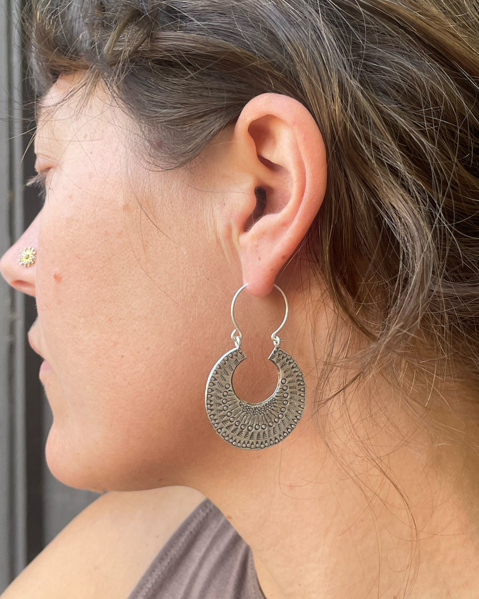 Tribal Half Moon Mandala Earrings