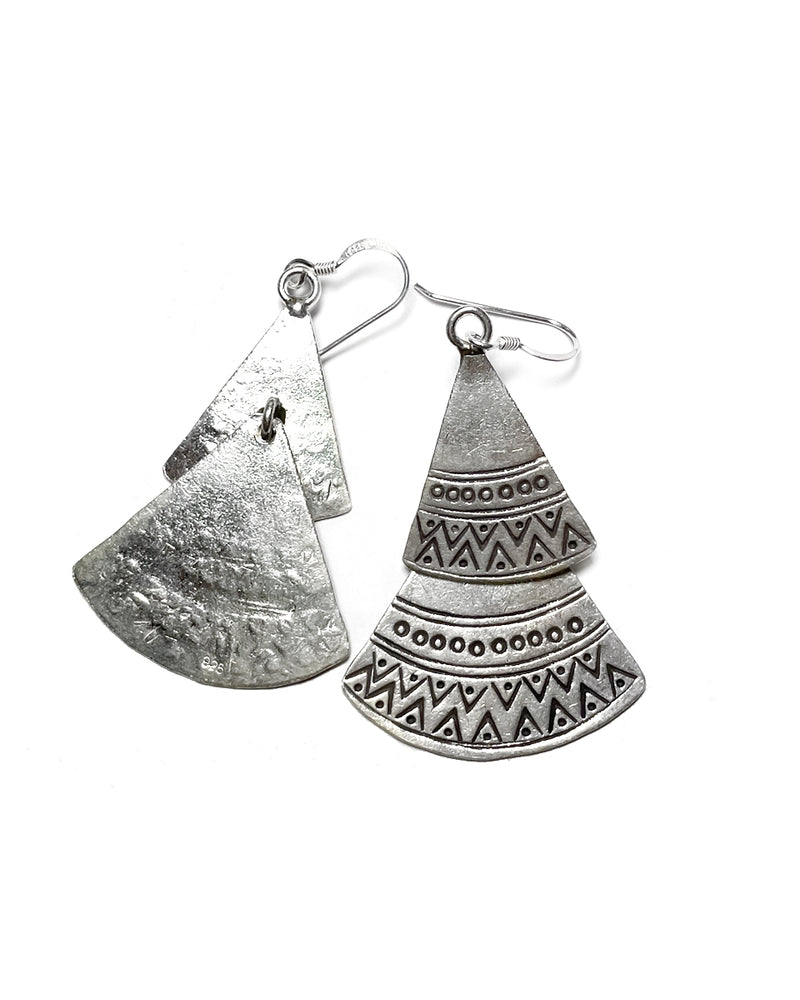 Carved Triangle Tribal Earrings